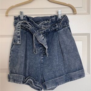 Jacqui E Blue Jean Shorts with Belt